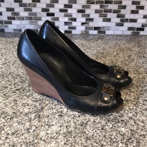 Tory Burch Peep Toe Wedges